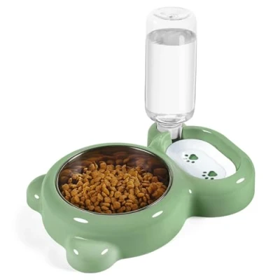 Image of Dog Bowls, Cat Food and Water Bowl Set with Dispenser Stainless Steel for Cats Small Dogs