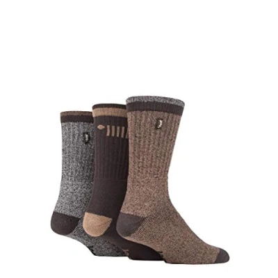 Image of Mens 3 Pair Jeep Terrain Leisure Socks Brown / Earth 6 11