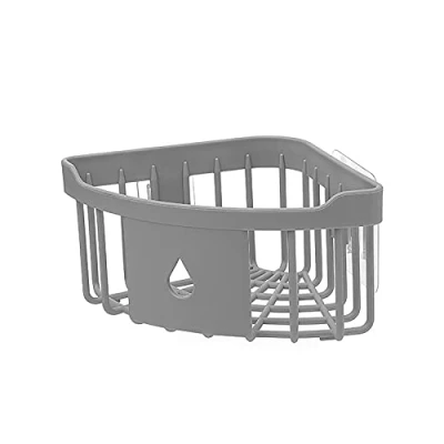 Image of KUCOCOSNEH Corner Shower Caddy Wall Mounted Plastic Storage Drain Basket For Bathroom And Kitchen Grey