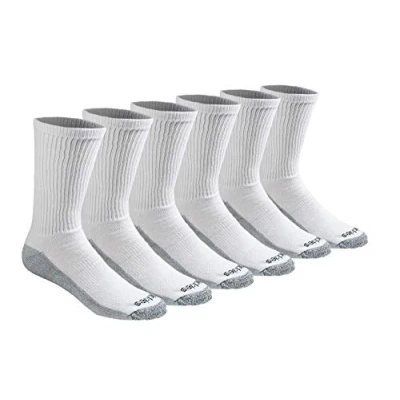 Image of Dickies Men&#039;s Multi Pack Dri tech Moisture Control Crew Socks Casual, White (6 Pairs), Medium (Pack of 6)
