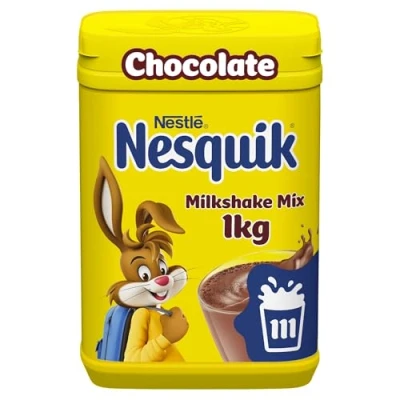 Image of Nesquik Chocolate Flavoured Milkshake Powder, with Vitamin C &amp; D, 1kg Tub (Pack of 1)