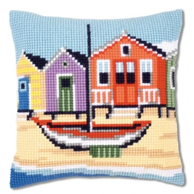 Image of Vervaco Boat Cross Stitch Cushion, Multi Colour