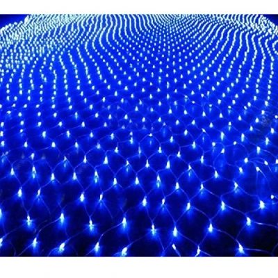 Image of JnDee Fully Waterproof Low Safe Voltage Fairy Net Lights 9.8X6.6 feet (3M X 2M)+10M Cable 320 LED Blue with 8 Light Effects Functions Memory, 8H Timer