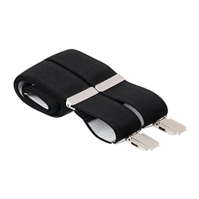 Image of Black Plain Ribbed Trouser Braces 35mm 4 Silver Clips Small 40 Inch Long (Small Inches Long, Black)