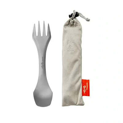 Image of TiTo Titanium Spork 2 in 1 Lightweight Spoon Fork Portabale Flatware for Outdoor Camping, Traveling, Hiking and Picnics Utensil(2 1)