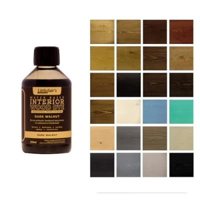 Image of Littlefair&#039;s Wood Stain Water Based 250 ml Indoor Furniture Light &amp; Dark Finishes Special Non Toxic Eco Friendly Formula for Crafts Colour: Walnut