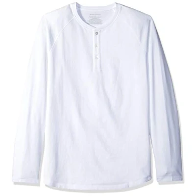 Image of Amazon Essentials Men&#039;s Regular Fit Long Sleeved Henley Shirt (Available in Big &amp; Tall), White, S