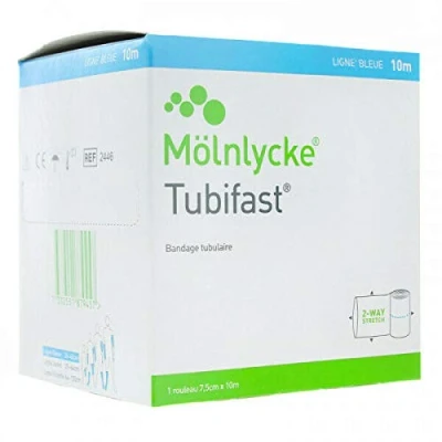 Image of M�lnlyck Tubifast Elastic Tubular Bandage Blue Viscose 7.5 cm x 10 m