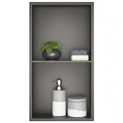 Image of sunrik Shower Niche, Embedded Niche Stainless Steel, with Shelf 30x60x10cm, Grey