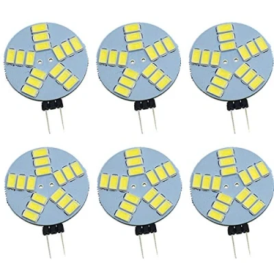Image of POCKETMAN Dimmable G4 LED Bulbs, DC 12V Round Spotlight Bulb, 1.5W 240LM, 10W Halogen Bulb Replacement, 120Illumination,Cold White,Pack of 6