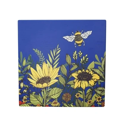 Image of Half Moon Bay Wildflowers Grow by Natasha Kirby Multicolor 8 Inch Ceramic Stoneware Heat Resistant Trivet Hot Pad