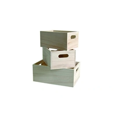 Image of Artemio 14001473 3 Piece Wooden Scalar Boxes, Beige, Small 5 x 16,5 8 cm Medium 6.5 19 10 Large 7 21,5 12