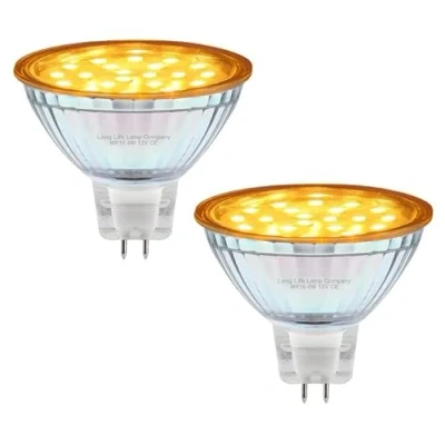 Image of Long Life Lamp Company 2 x 12v LED MR16 Amber 4w Low Voltage Spot Light Bulb GU5.3