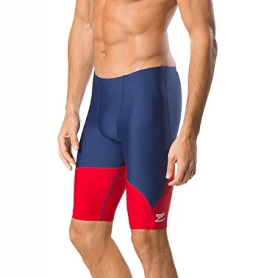 Image of Speedo Men&#039;s Swimsuit Jammer Endurance+ Splice Team Colors Navy/Red Spark, 32