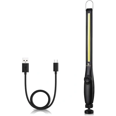 Image of ORHOMELIFE Magnetic LED Work Light, 24&quot; USB Cable, 2800mAh Capacity, 4 Level Power Indicator Lights, 360 Pivoting Base, 20&quot; Pull Force, 50 Hours of Low Brightness