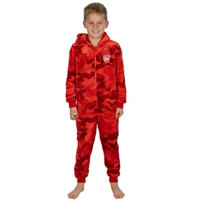 Image of Arsenal Football Club Boys Camouflage Fleece Sleepsuit Kids All in One (6 7 Years)
