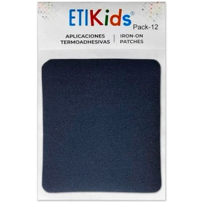 Image of 12 Navy Blue Iron On Patches, Repair Fabric for Indoor and Outdoor Decoration Kit, 8.5 x 10 cm