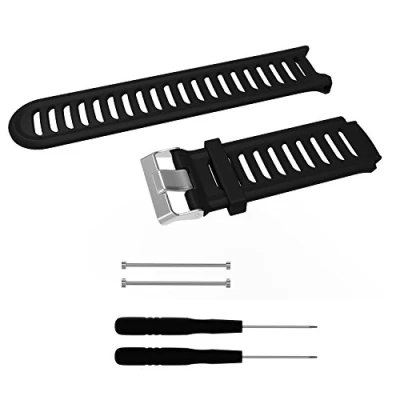 Image of Huabao Watch Strap Compatible with Garmin Forerunner 910XT,Adjustable Silicone Sports Replacement Band for 910XT Smart (Black)