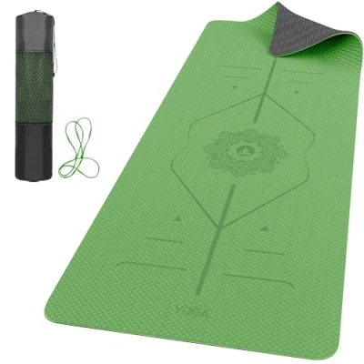 Image of ROMIX Pro Yoga Mat with Alignment Lines 6mm, Non Slip Ultra Lightweight Sweat Resistant Eco Friendly Gym Workout Carry Bag and Strap for Women Men Pilates Gymnastics
