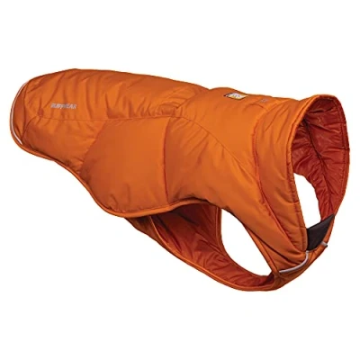 Image of RUFFWEAR Quinzee Jacket, Packable Insulated Winter Coat for Dogs, X Large, Campfire Orange