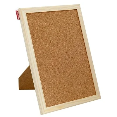 Image of Memobe Cork Pin Board 30 x 21 cm with Wooden Frame for Photo Hanging, Notes Wall Natural Surface Office Vertical or Horizontal