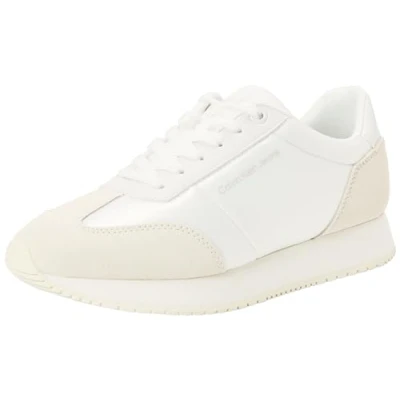 Image of Calvin Klein Jeans Women&#039;s Runner Low LACE Mix in DC YW0YW01367 Sneaker, White (Bright White/Creamy White/Oyster M), 7 UK