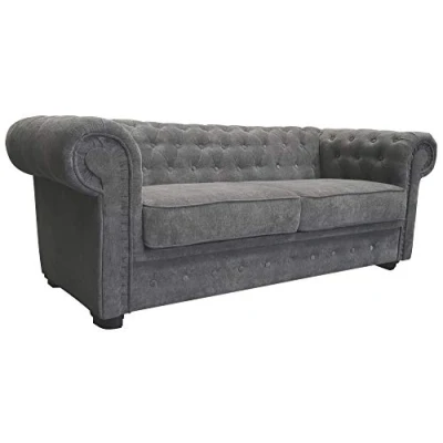Image of Chesterfield Style Corner Sofa Set 3+2 Seater Armchair Grey Fabric (2 Seater)