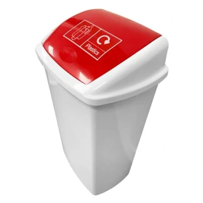 Image of Chabrias 8L/15L/25L/40L/50L Litre Plastic Swing Bin Waste Recycle Dustbins Kitchen, Office, Bathroom Rubbish Trash Refused Bins (50 Litre, 68 x 40 31.5cm, Red)