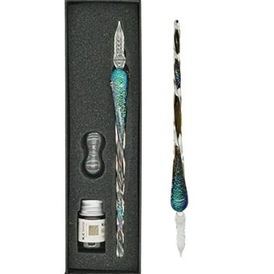 Image of EACHHAHA Glass Dip Pen and Ink Set, Calligraphy Pens with Holder,Crystal Signature for Art,Painting,Writing,Decoration Business Gift