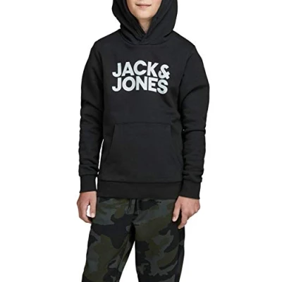 Image of Jack &amp; Jones Junior Jjecorp OLD LOGO HOOD JNR Hoodie for kids, Size: 8y, Black