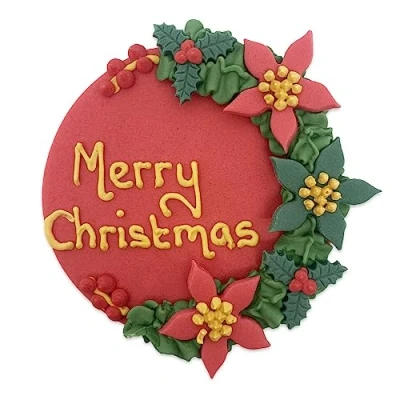 Image of Anniversary House Festive Foliage Plaque, Christmas Decorations, Handcrafted Cake Toppers, Edible Fondant SFX360, Sugarcraft