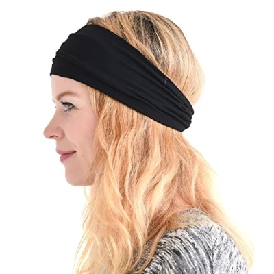 Image of Multiuse Headband Hair Wrap for Women &amp; Men, Casual Headwear Wide Gym Navy