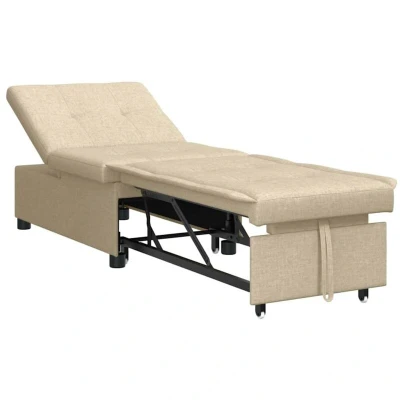 Image of vidaXL Sofa Bed 3 in 1 Pull Out Design Cream Fabric