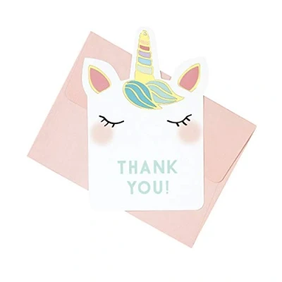 Image of Talking Tables Party Decorations Kids Birthday Partyware Tableware Unicorn Thank You Cards 8Pk, Paper