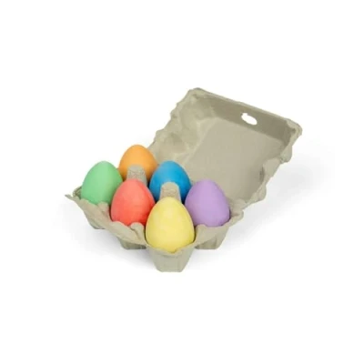 Image of Bigjigs Toys Rainbow Coloured Chalk Eggs (Set of 6) Jumbo Egg Shaped Pavement Chalks For Kids, Chunky &amp; Washable, Indoor or Outdoor, Toddler Easter Gifts, 3+ Years