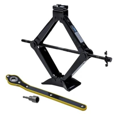 Image of KATSU Scissor Jack 2 Tons Car Lift Labor Saving Wind Up Lifting with Wrench for Vehicles Repair or Changing Tyres 161105