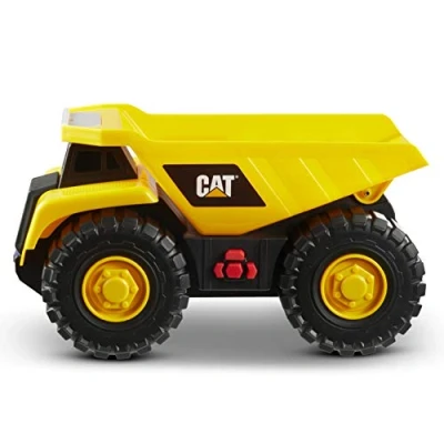 Image of CatToysOfficial Construction Tough Machines Dump Truck Vehicle, free wheeling with Lights &amp; Sounds and movable bin. For children aged 3+, Yellow