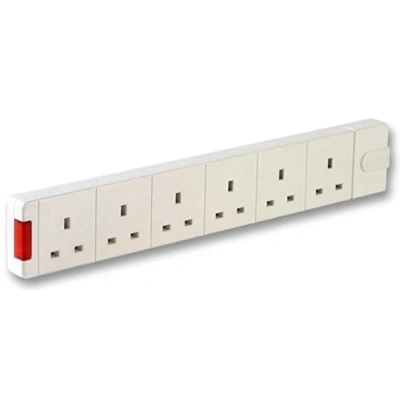 Image of Pro Elec 95668 6 Gang Socket, 13A, 240V, White