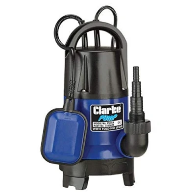 Image of Clarke PSV6A 1.5&quot; 400W Submersible Water Pump with Folding Base &amp; Float Switch, 133L/min Max Flow, 5m Head, Clean Dirty Drainage (230V)