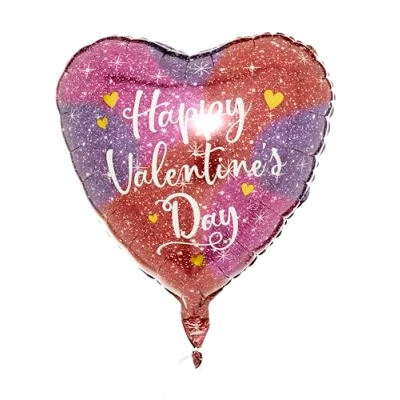 Image of Amscan Anagram 4365601 Valentine&#039;s Day Ombre Sparkles Heart Foil Balloon 18&quot;