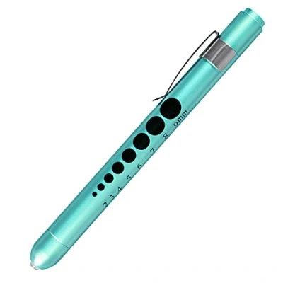 Image of AOICRIE Diagnostic Medical Penlight, Mini Reusable LED Penlight Flashlight Pen Torch, Torch Doctor Nurse Emergency Light with Pupil Gauge and Ruler (Green)