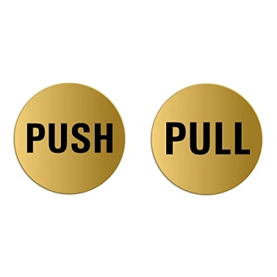 Image of Push Pull Sign Ø 75 mm Set of 2 Aluminium Gold self Adhesive No.6714 M