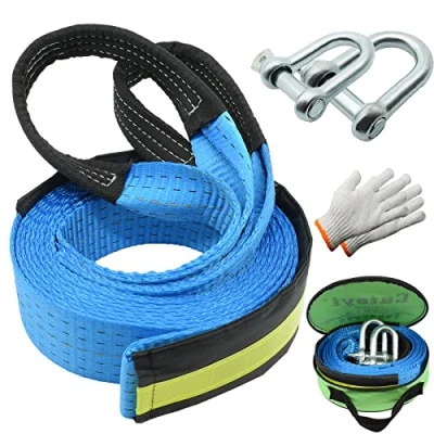 Image of Tow Rope 5mx5cm, Heavy Duty Recovery Towing Strap 8 Ton (17,600 lbs), with Reflective Strip, 2 Anti Proof Gloves, Safety Hooks, High Strength for Car, Truck, Off Road