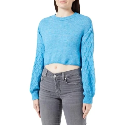 Image of ONLY Women&#039;s Onltirona LS Crop O Neck Bf KNT Knitted Jumper, Wave Ride/Detail: Melange, XL