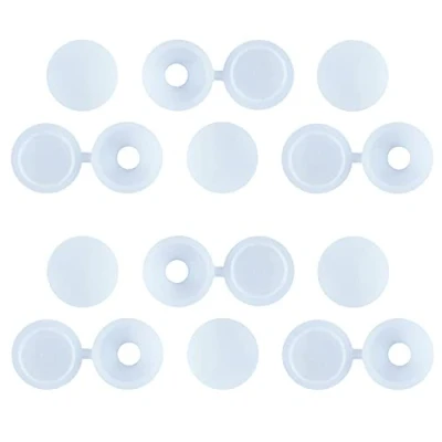 Image of Qrity 50PCS Screw Cover Caps, White Head Covers, Plastic Hinged Fold Snap Flip Tops M5/M6 Decorative Covers for Furniture, Wardrobe, Cabinet