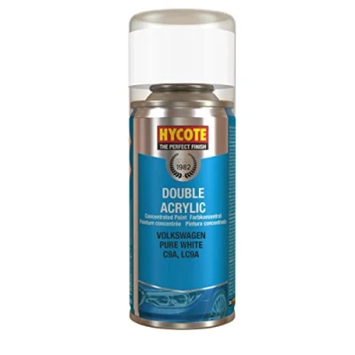 Image of Hycote Double Acrylic Aerosol Car Spray Paint, Volkswagen Pure White, 150 ml