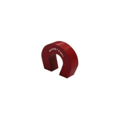 Image of Pocket Size Red Alnico Horseshoe Magnet for Science, Education, Experiments, Students, and Teachers 25.4mm x 28.5mm 8mm 1.5kg Pull