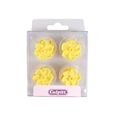 Image of Culpitt Sugar Piping Daffodils, Hand Piped Royal Icing Decorations, Yellow Pack of 12