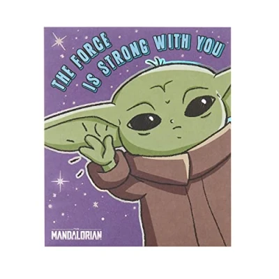 Image of Disney The Mandalorian Birthday or Any Occasion Greeting Card With Envelope Funny Design Grogu Character Blank Inside Force Is Strong You