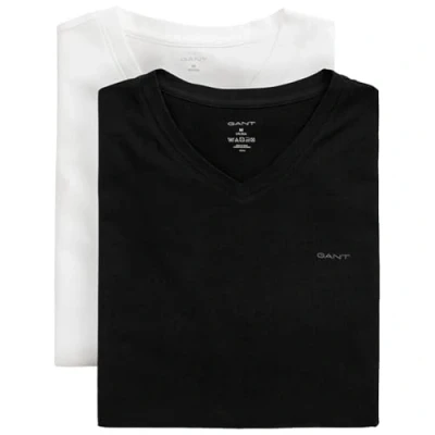 Image of GANT Men&#039;s V Neck T Shirt 2 Pack Underwear, Black/White, One Size (Pack of 2)